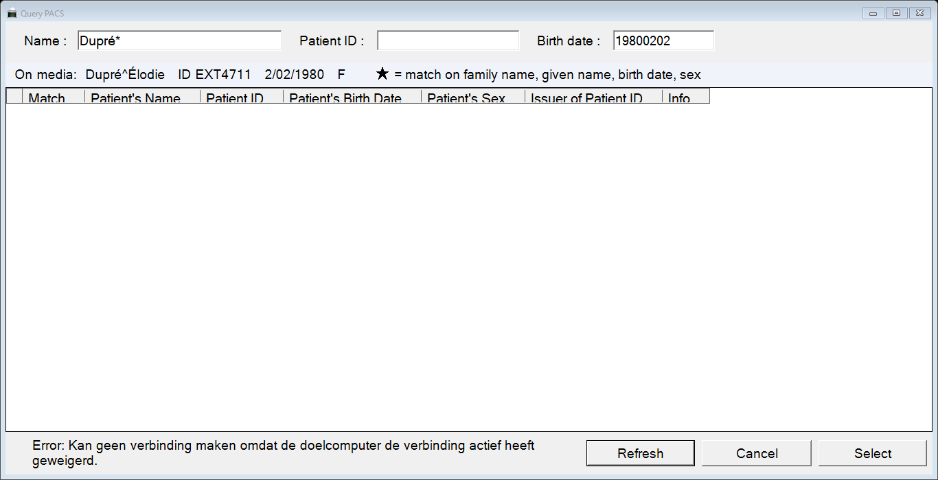 DCMimport PACS query