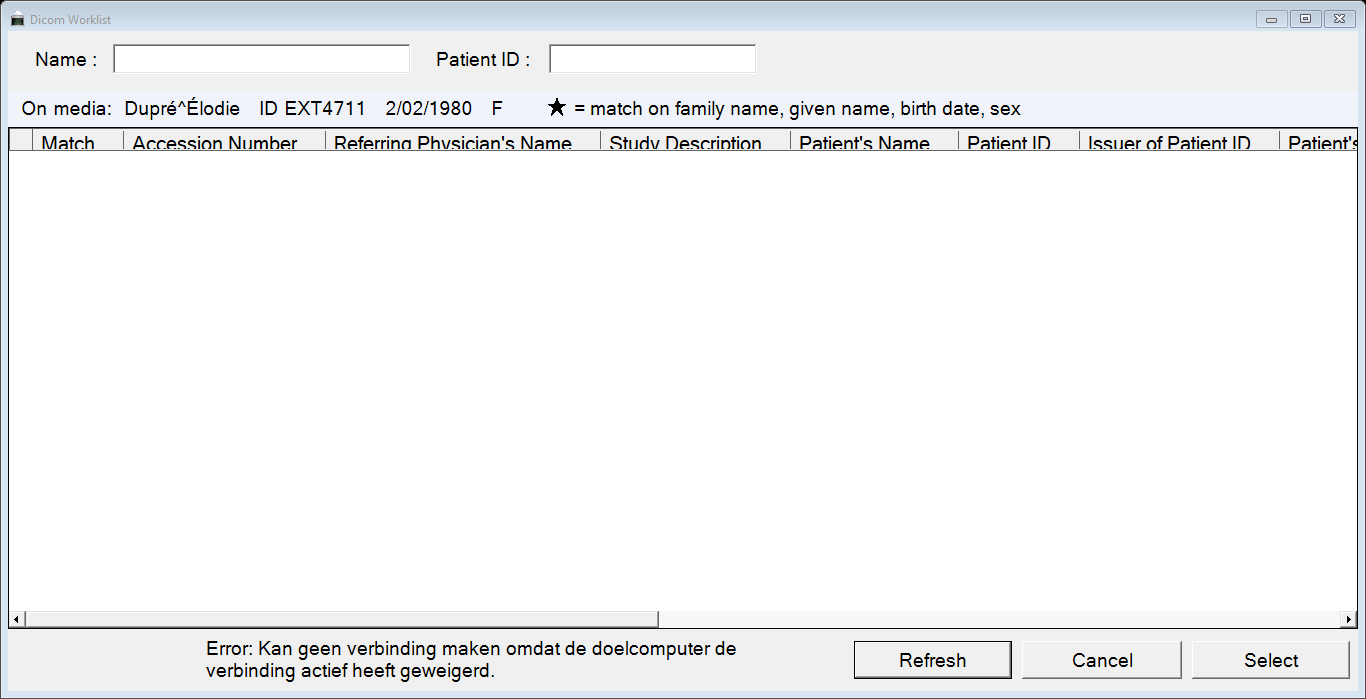 DCMimport Modality Worklist lookup